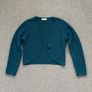Kettlewell Merino wool bolero sweater jacket teal blue medium